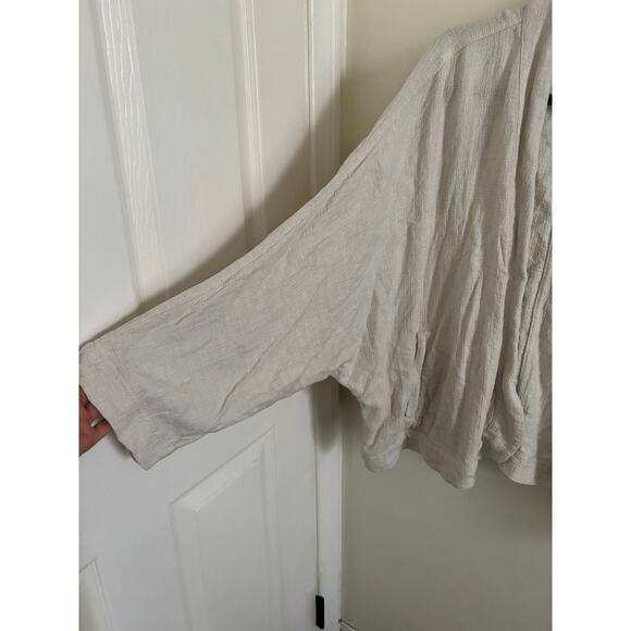 Madewell Cardigan Women's XL Linen Blend Cropped Robe Jacket Tan Relaxed Fit - Picture 5 of 9